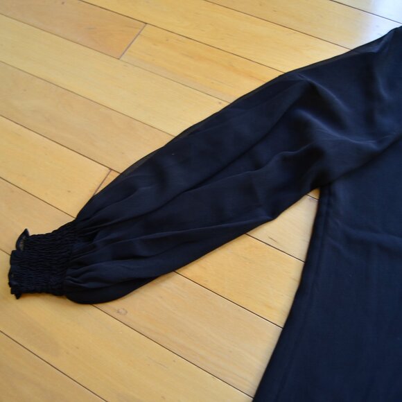 Chico's Chicos Square Neck Blouse Georgette Top Black NWT Size 3 US XL - Picture 5 of 11